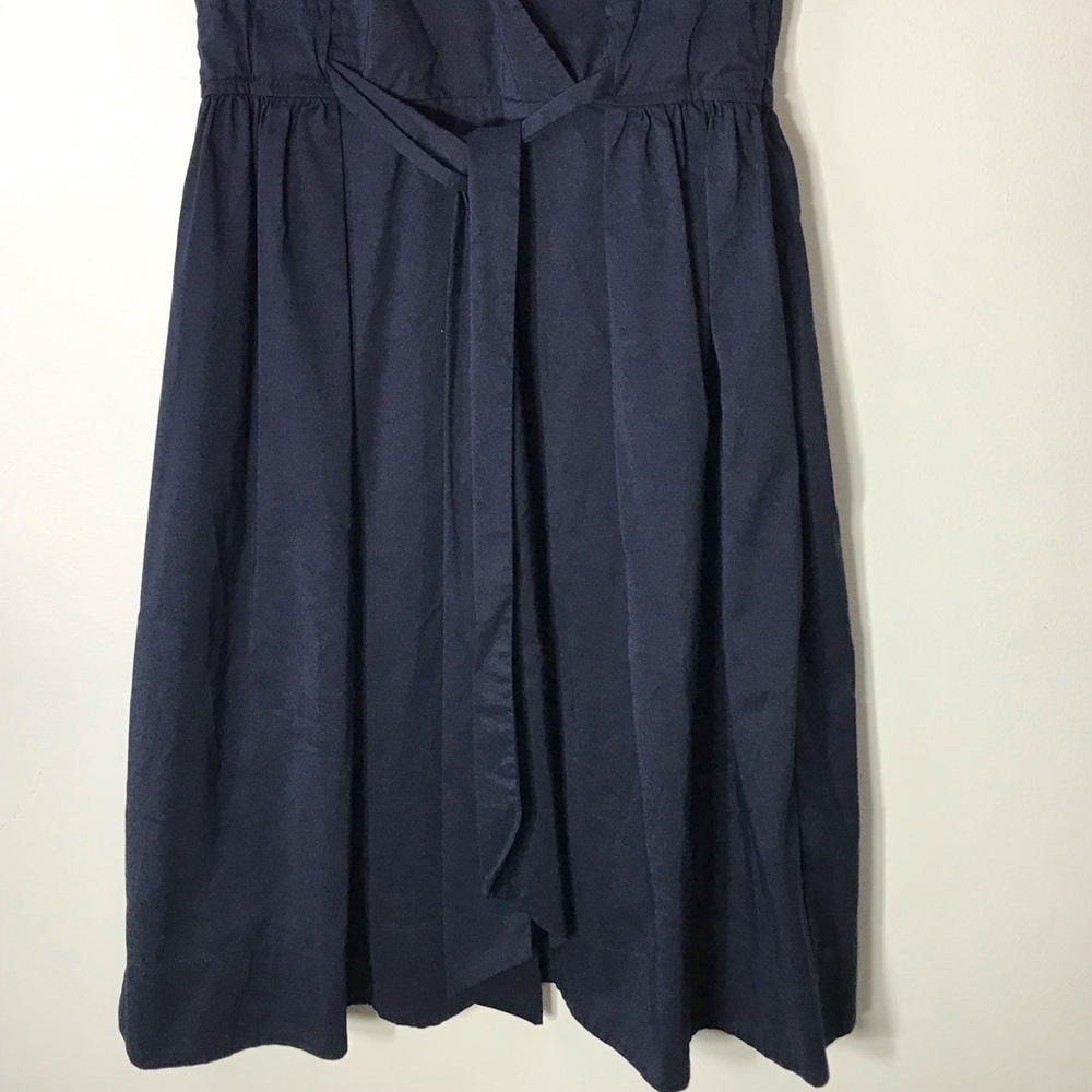 Diane Von Furstenberg Faux Wrap Navy Fit And Flare V-Neck Waist Belt Dress 2 - Picture 3 of 11